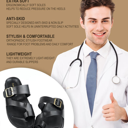 Cushvia Doctor Sole Super Soft Slippers For Men (World Softest) (505blk)slippersCushiva505blk