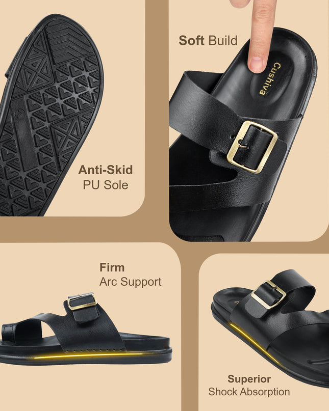 Cushvia Doctor Sole Super Soft Slippers For Men (World Softest) (505blk)slippersCushiva505blk