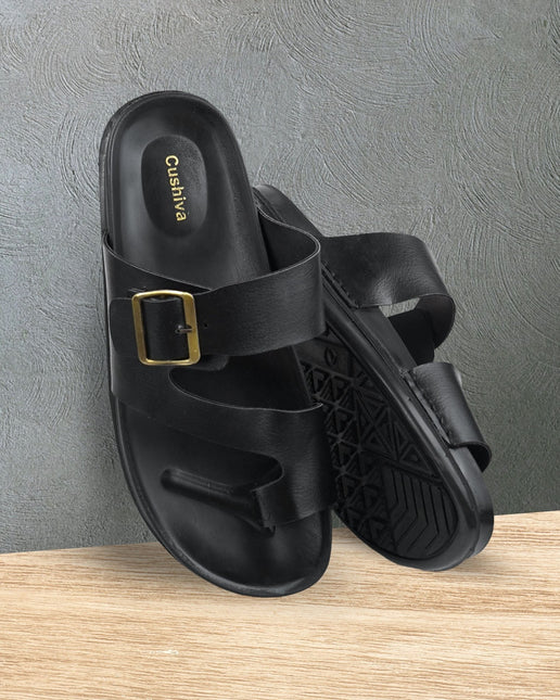 Cushvia Doctor Sole Super Soft Slippers For Men (World Softest) (505blk)